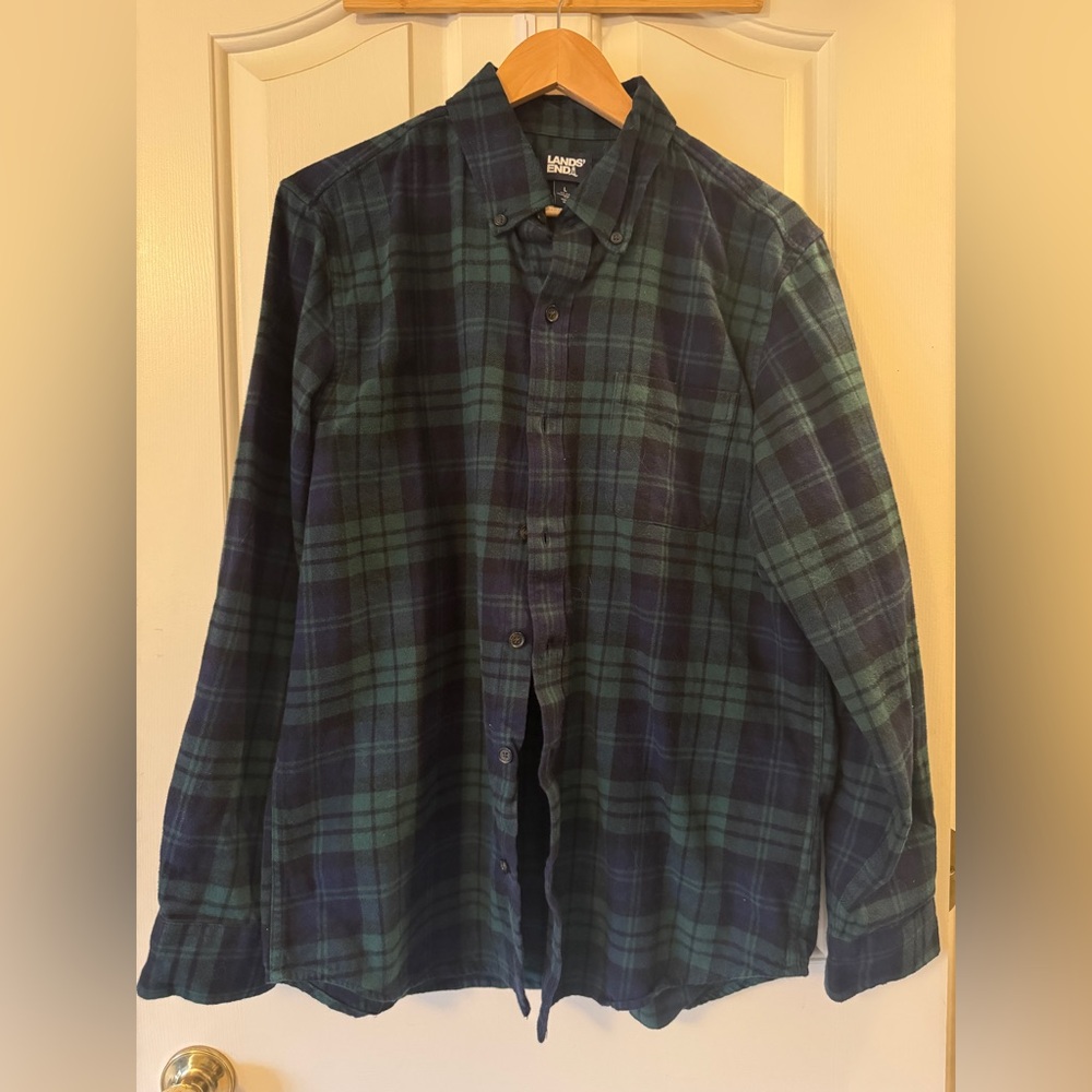 Lands’ End Button Down Long Sleeve Flannel Shirt